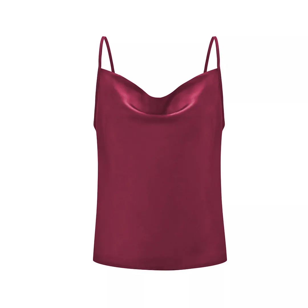 Churchf Churchf Summer Women's Solid Color Sling Small Vest Bottom Silk Chiffon Top