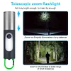 1pc ABS Flashlight, Modern Telescopic Zoom Tail With Hook Multifunctional Torches For Outdoor