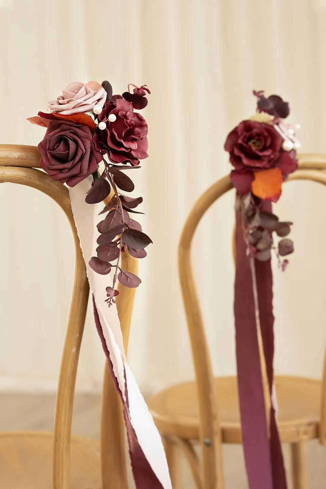 Aisle & Chair Decor in Burgundy & Dusty Rose