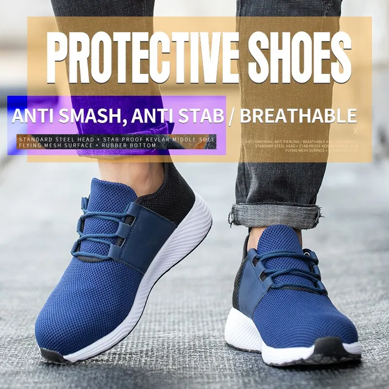 Work Safety Men Shoes Anti-Smashing Working Male Sneakers Indestructible Men's Casual Shoes Lightweight Safety Ankle Boots 2021