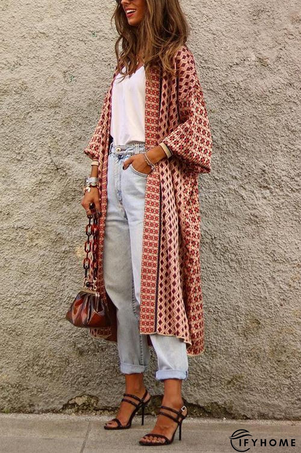 Digital Print Long Sleeve Cardigan Coat | IFYHOME