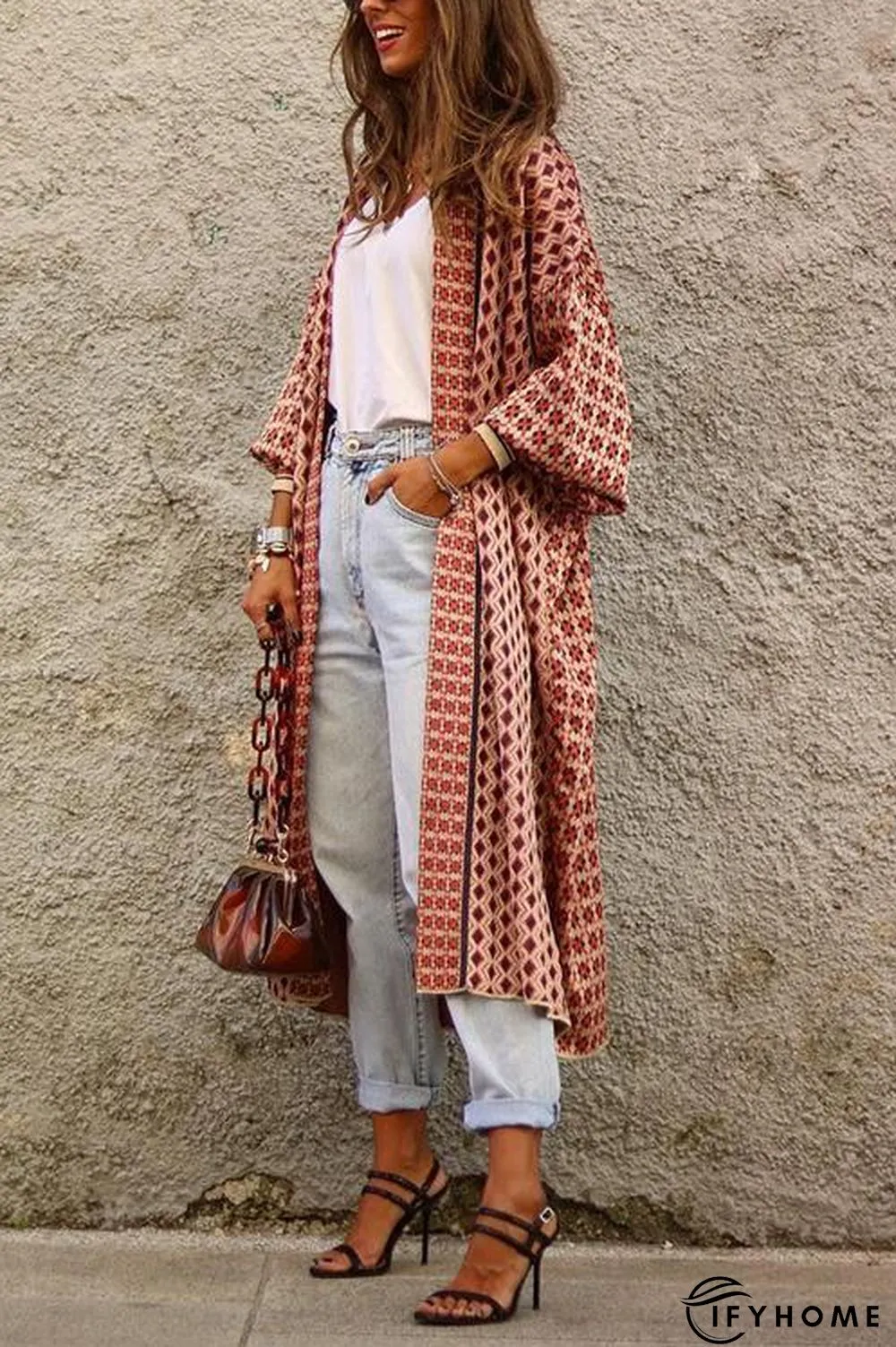 Digital Print Long Sleeve Cardigan Coat | IFYHOME