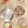 316 Stainless Steel Frying Pan With Lid Household Uncoated Cookware Non-Stick Even-Heating Flat Bottomed Skillet Suitable for Fried Egg Steak