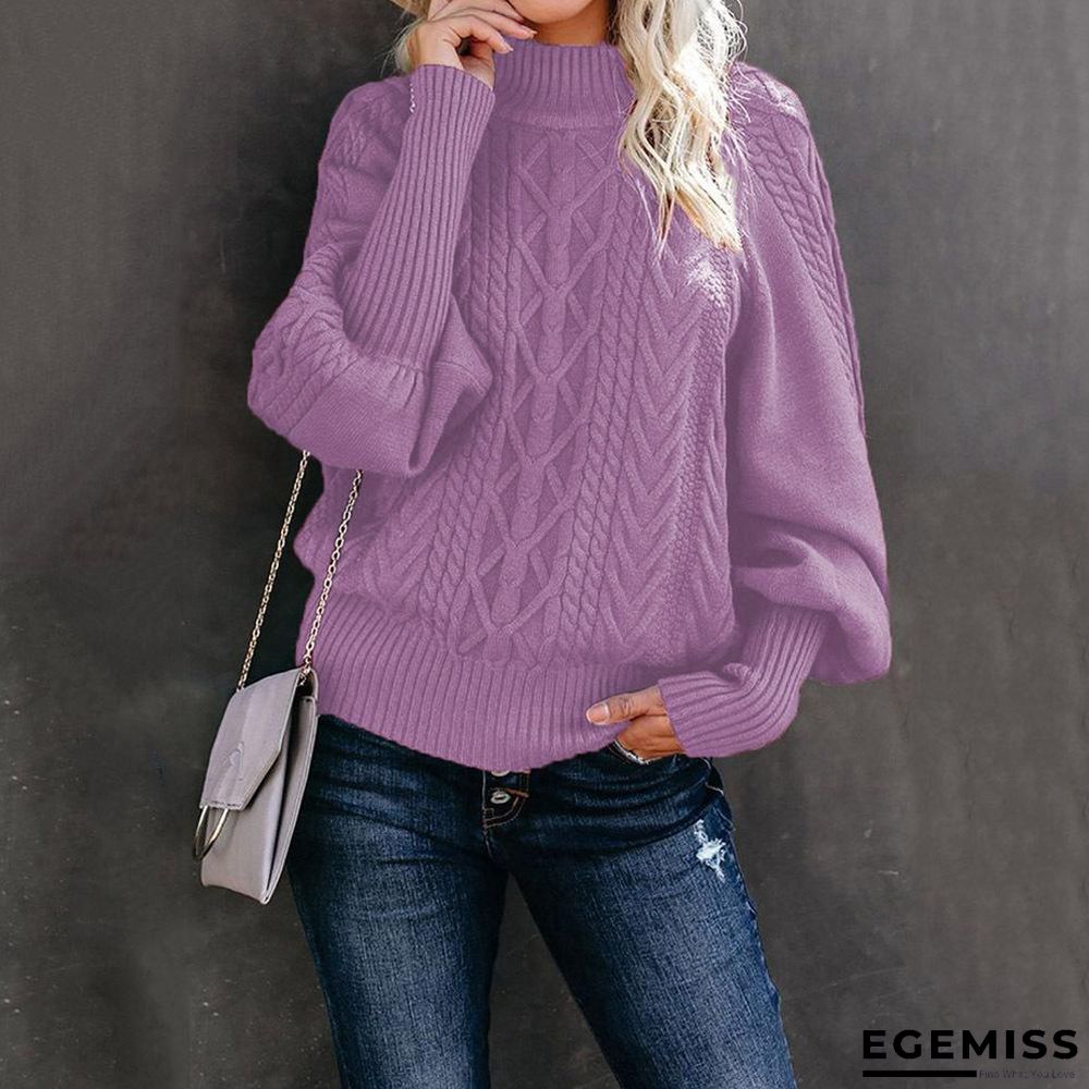Collar Sweater Loose Long Sleeve Knitted Solid Color Sweater | EGEMISS