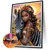 >SALE<5D DIY Full Round Drill Diamond Painting Zebra & Girl Decor Art Craft 30x40cm
