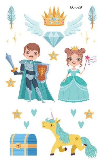 12 kinds Cartoon Fairy Princess Temporary Tattoo Stickers for Kids faux tatouage temporaire Disposable Children Cute Girl Gift
