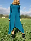 Off-The-Shoulder Solid Color Long Sleeve Irregular Midi Dress