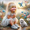 Diamond Painting-DIY Full Round Drill Girl And Dog