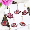 6PCS Double Sided Special Shape Diamond Painting Keychain (Vintage Cowboy Hat)