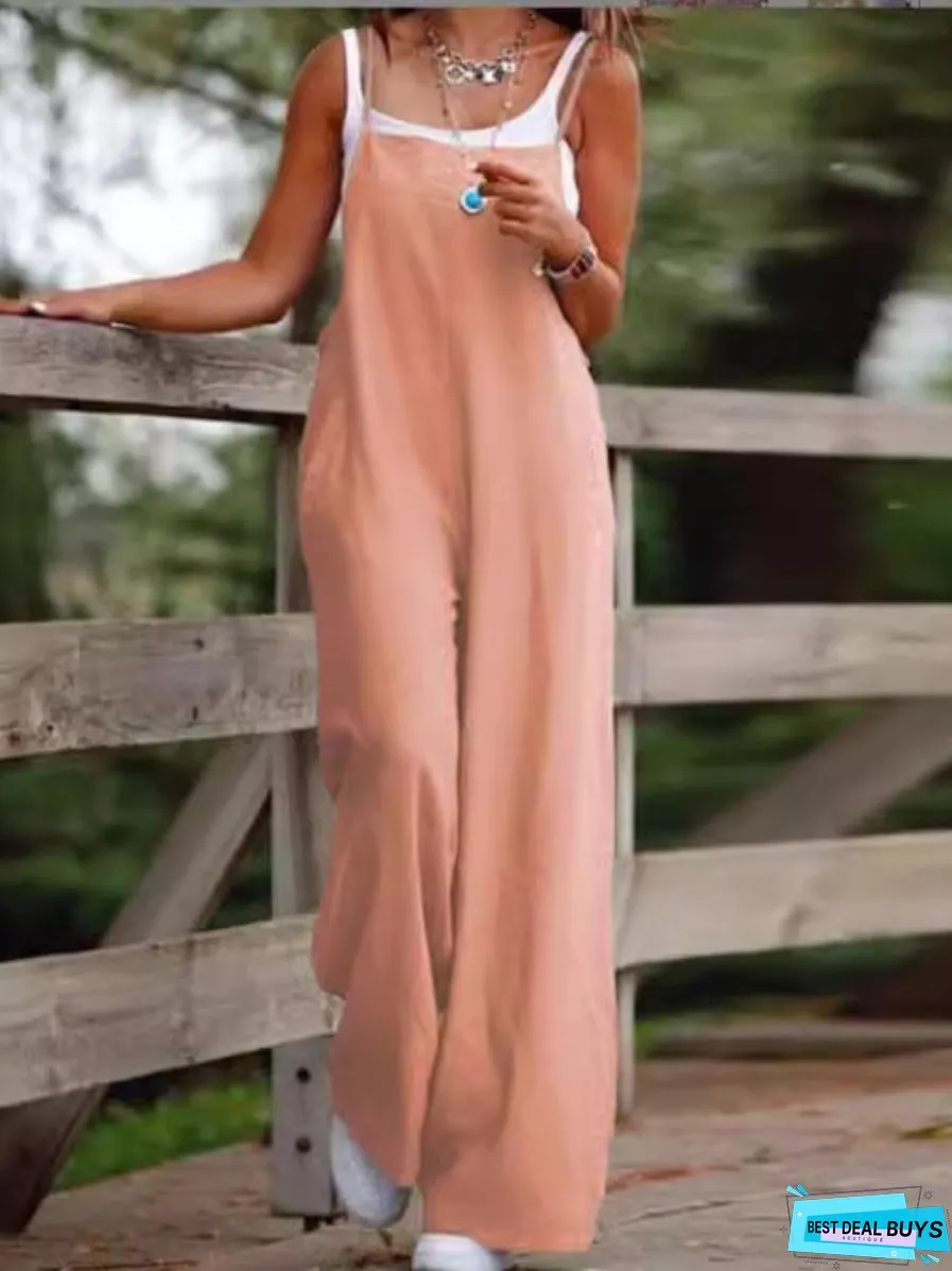 Cotton and Linen Casual Jumpsuits