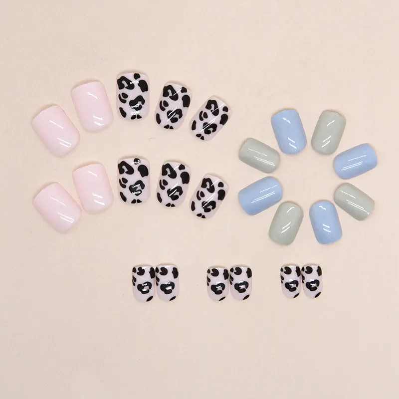 Churchf Churchf Simple And Fresh Leopard Print Nail Blue Green Minority Light Luxury Wind Fake Nail Wear Beautiful Nail Piece