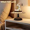 Stained Glass Witch Hat Lamp LED Creative Table Lamp Night Light for Home Decor