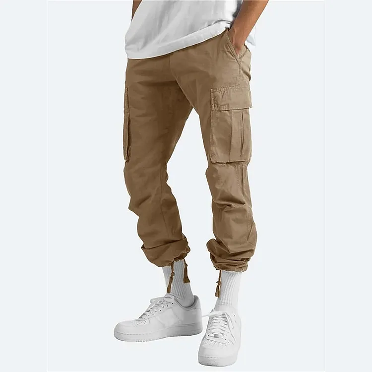 Men's Cargo Tactical Pants Joggers Trousers Drawstring Elastic Waist Multiple Pockets Comfort Breathable