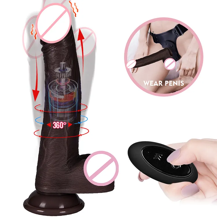 8.6 Inch Insert Black Reality Dildo Sex Play With Vibrator