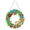 5D DIY Special Shaped Diamond Painting Christmas Hanging Wreath With Lamp String Kit