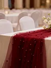 Pearl Gauze Table Runner 120 Inch 10 FT Tulle Shabby Chic Semi Sheer Cheese Cloth Fabric Runner for Wedding Party Baby Shower Birthday
