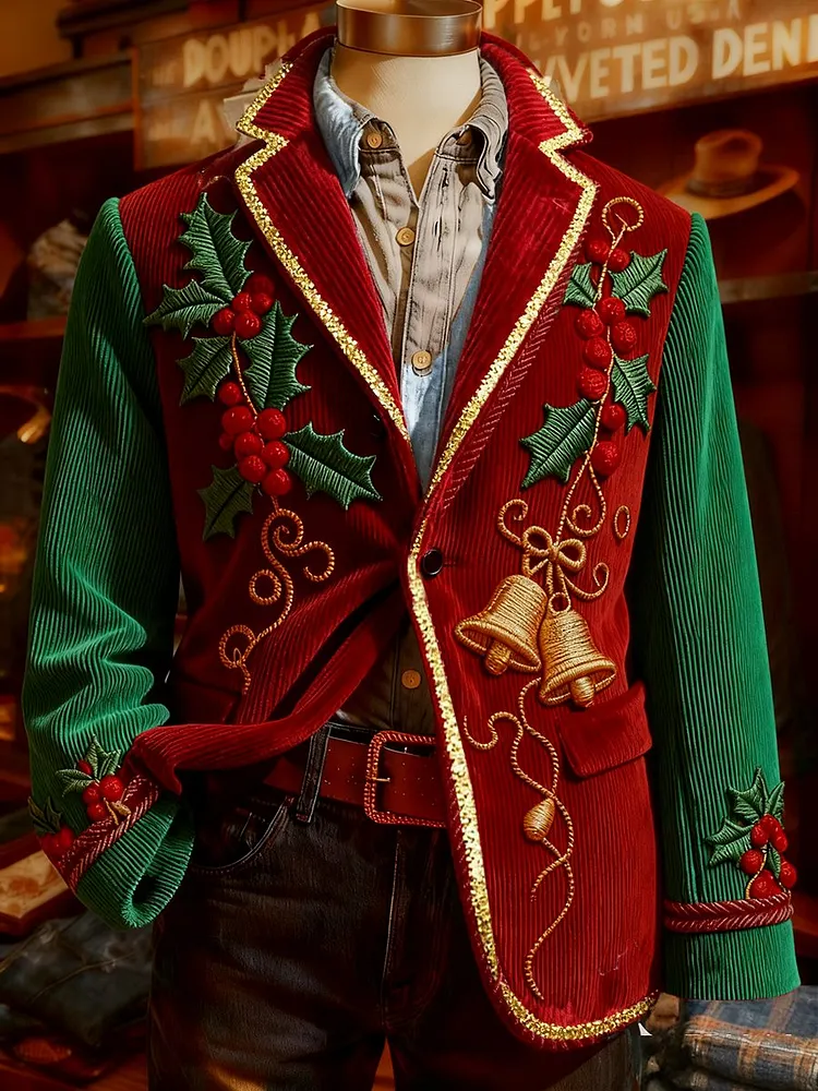 Men's Christmas Art Design Print Casual Coat 