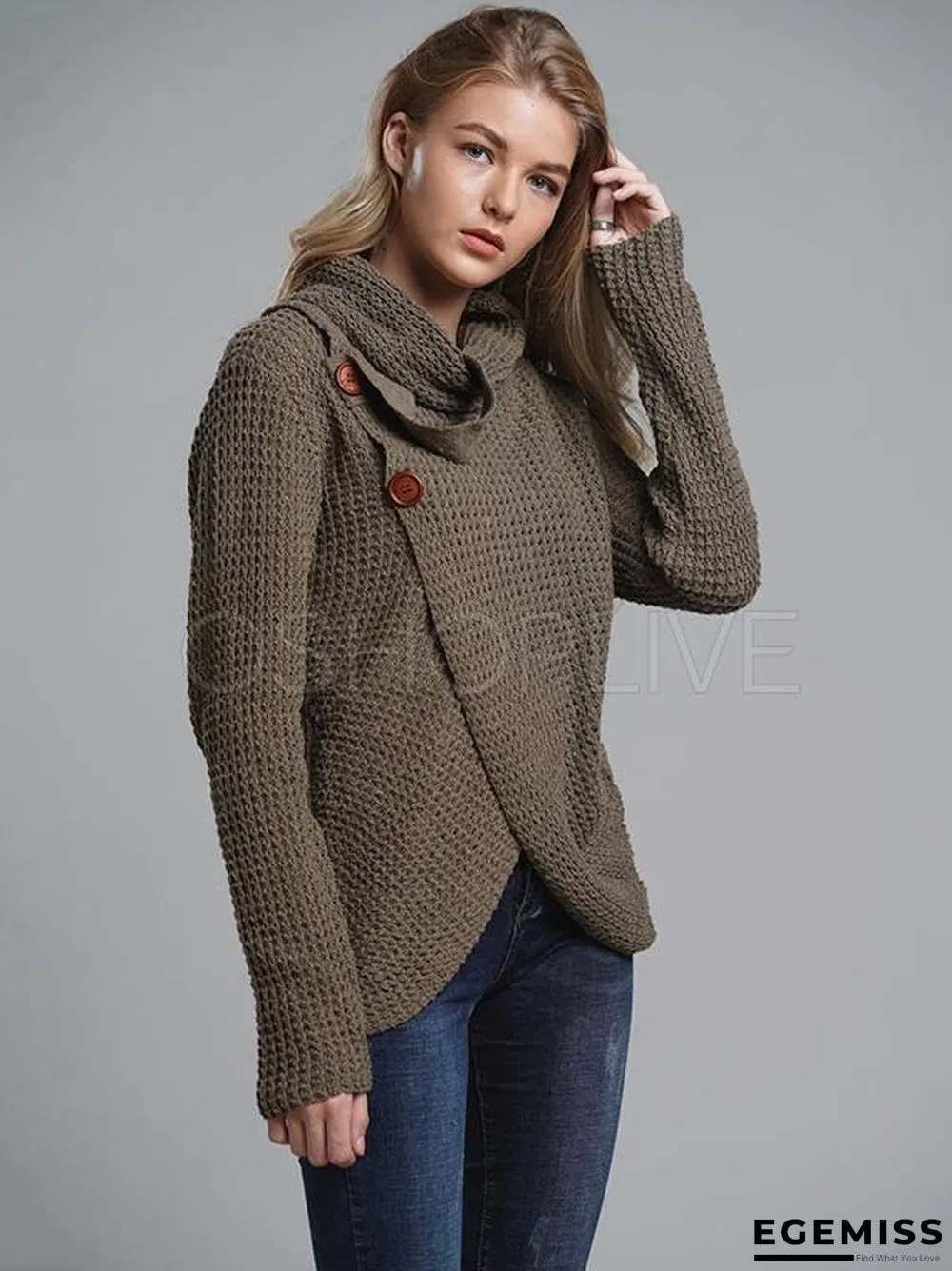 Loose Solid High-neck Knitting Sweater | EGEMISS