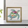 Turtle DIY Special Shape Double sided Print Clear Diamond Art Kit Wooden Framed Diamond Painting Kit(22x22cm)
