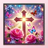 Rose Cross-11CT Stamped Cross Stitch 40*40cm/15.75*15.75in