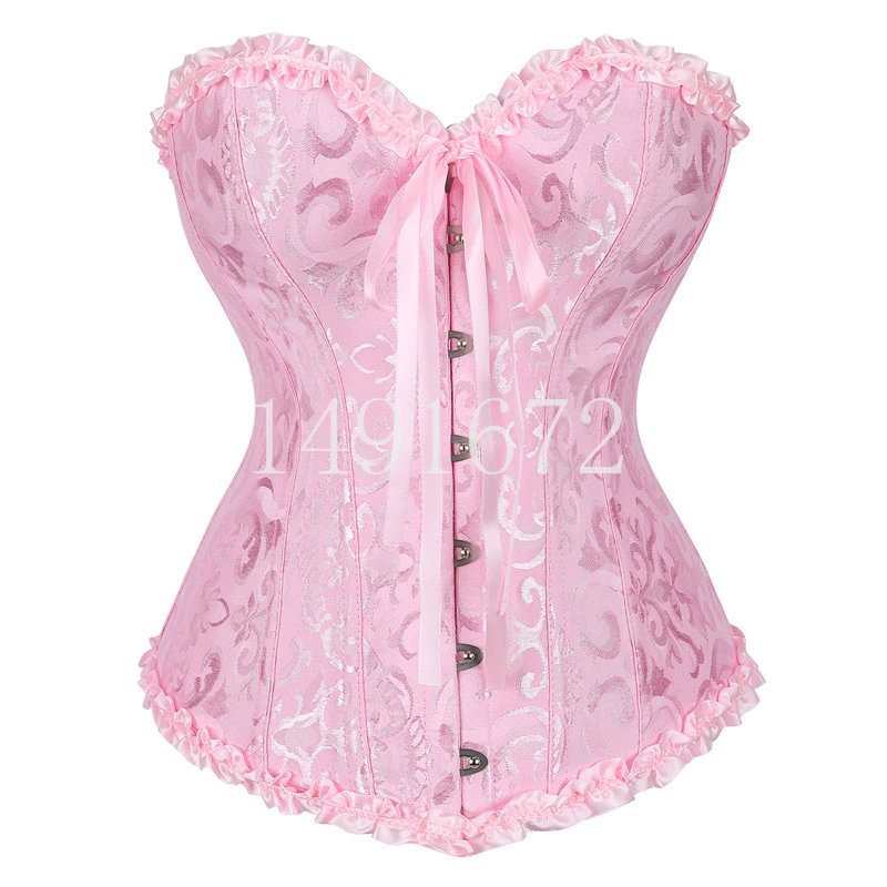 Billionm Sapubonva Corset Sexy Women's Plus Size Corsets and Bustiers Overbust Floral Gothic Brocade Corselet Clothing Top White Black