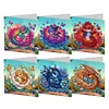 (US Local)6Pcs Bud Dragon DIY Diamond Painting Card for Holiday Party Favors for Friends Greeting Card Kit