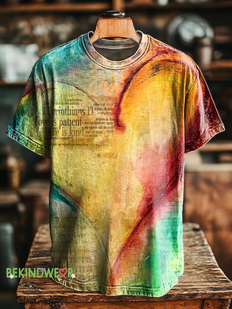 Swoosh Love Printed Casual Crew Neck Short Sleeve T-Shirt Multicolor / S