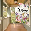 DIY Diamong Painting Double Sided Drills Garden Flags Outdoor Decor Holiday Garden Decorations Kit(Welcome Flower)