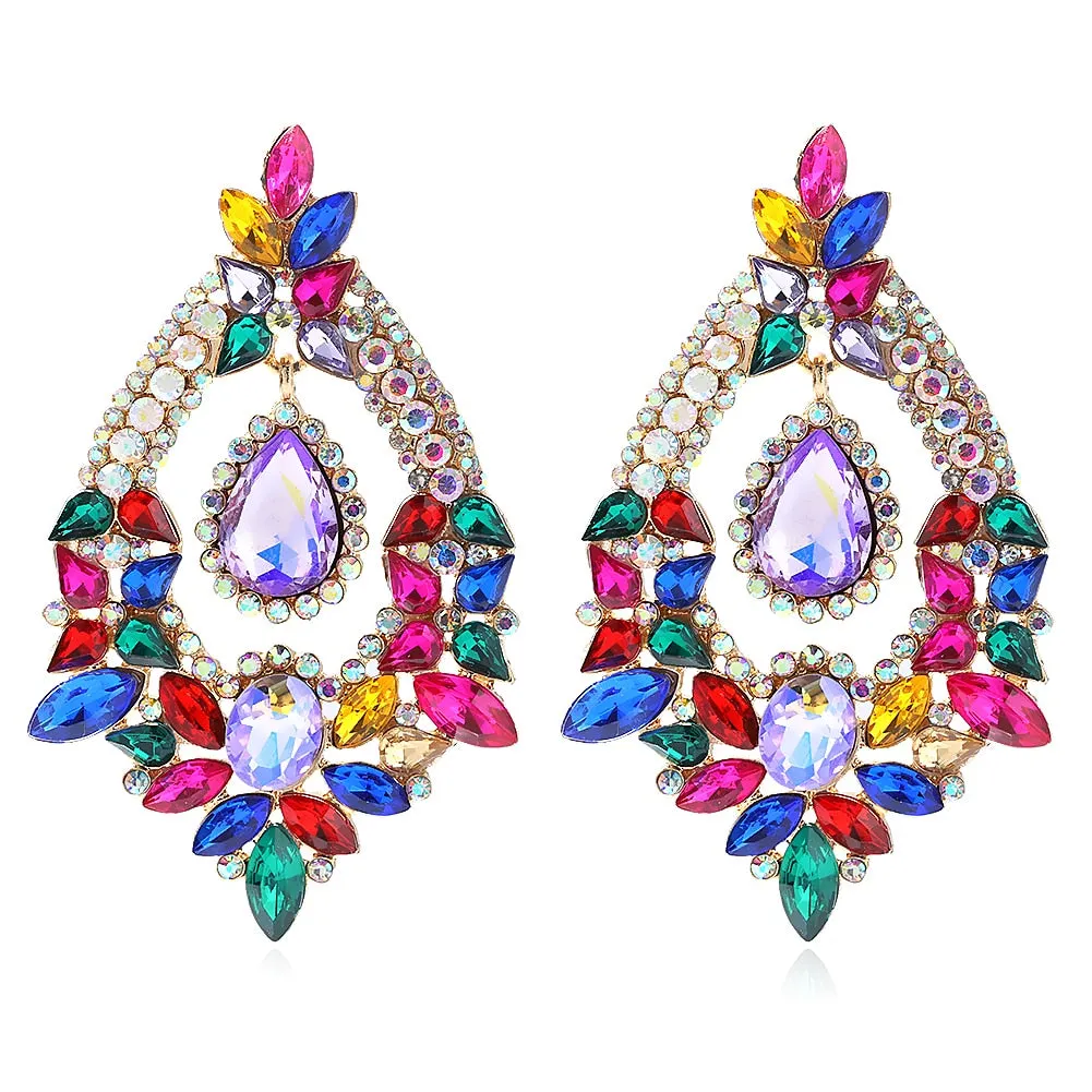 Dvacaman Newest Multicolor Crystal Drop Earrings Fine Jewelry Accessories For Women Fashion Rhinestone Tassel Earrings Wholesale
