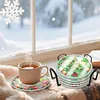 [Upgrade]6pcs Set Xmas Theme DIY Diamond Painting Coasters Kit with Holder for Craft Gift