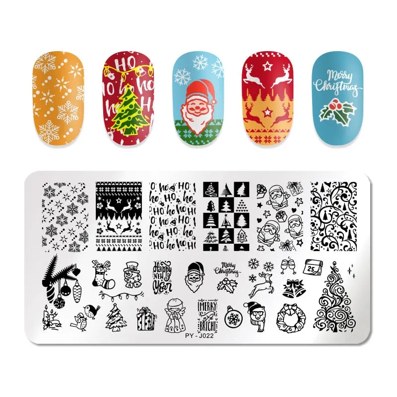 PICT YOU Nail Stamping Plates Snow Winter Nail Art Stamp Template idea nail Image Plate Stainless Steel Stencil Tools-Nail Inspo