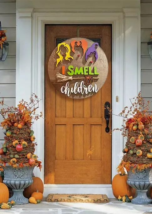 Halloween I Smell Children Wooden Hanging Sign Ornament