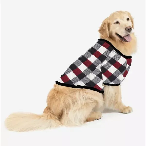 Christmas Cartoon Face Prints Red & Black & Grey & White Plaid Family Matching Pajamas