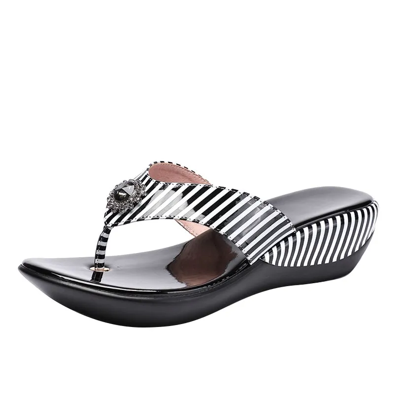 GKTINOO 2022 Summer Platform Flip Flops Fashion Beach Shoes Woman Anti-slip Genuine Leather Sandals Women Slippers Shoe