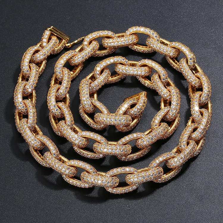 Iced Out O Chains 10MM Hip Hop Necklaces Bracelets