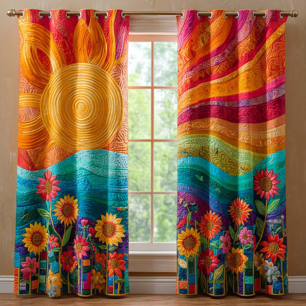 Rainbow Garden Sunrise Printed Quilted  Curtains NCU0XD2044