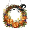 Diamond Painting 2D Flat Acrylic Halloween Wreath Hanging Diamond Art Kits Wall Door Decor
