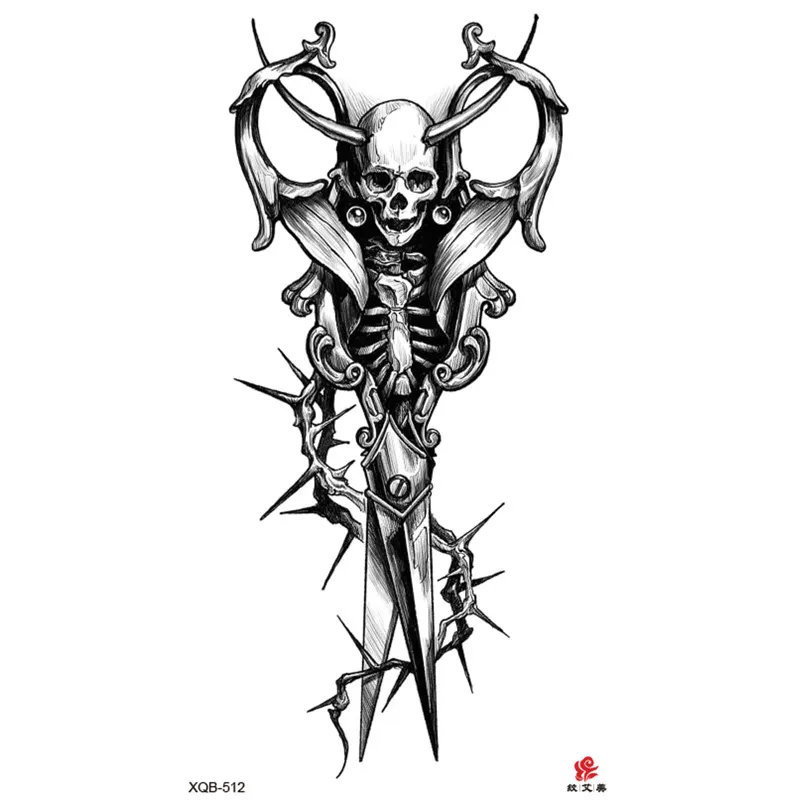 Sdrawing Full-arm Waterproof Tattoo Sticker Symbol Totem Animal Skeleton Small Arm Tattoo Sticker