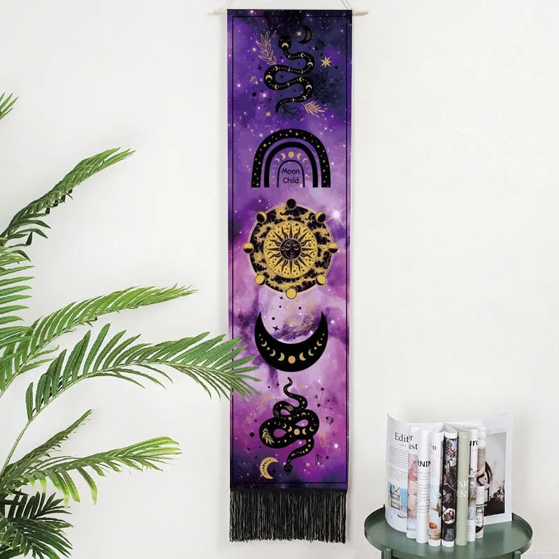 Lifelike Snake Wall Hanging Phase Tapestry Bohemia Tarot Tassel Tapestry Boho Mandala Art Tapestries For Bedroom Office Decor