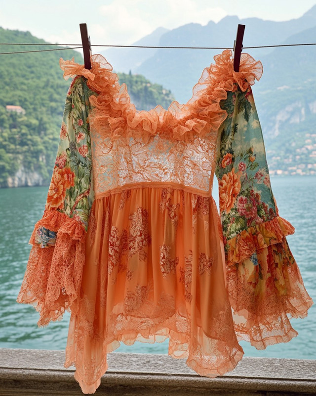 Summer Vacation Ruffle Lace Chiffon Top 7a63