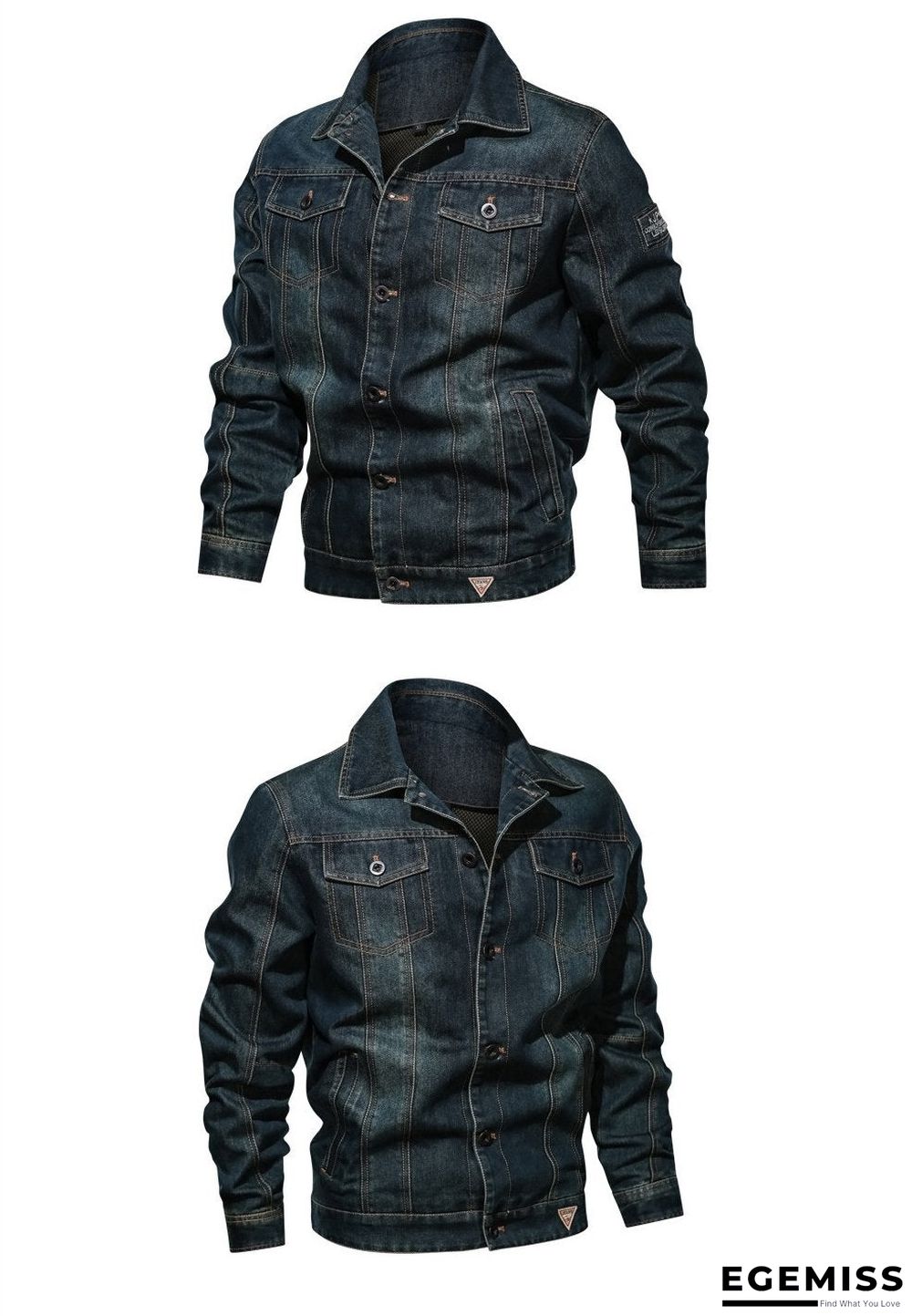 Denim Jacket Men's Lapel Embroidery Casual Mens  Jeans Jackets Multi-pocket Male Cowboy Coats | EGEMISS