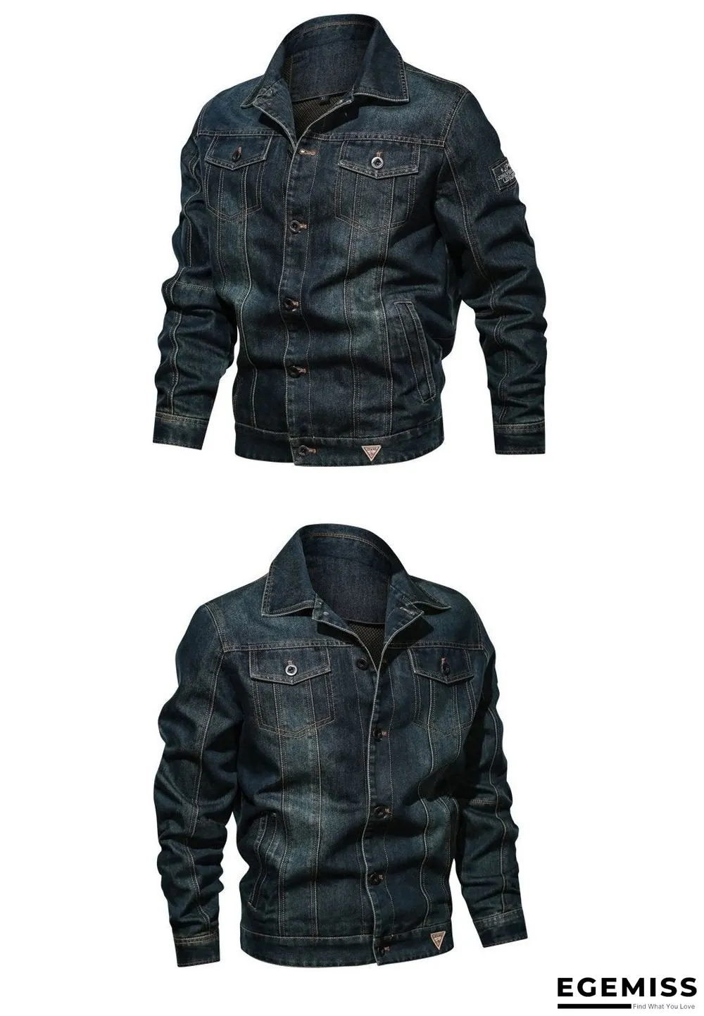 Denim Jacket Men's Lapel Embroidery Casual Mens  Jeans Jackets Multi-pocket Male Cowboy Coats | EGEMISS
