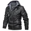 Men's Winter Thick Hooded Leather Jacket Coat