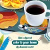 6Pcs/set Diamond Painting Wooden Sunrise Coaster Cup Cushion With Holder