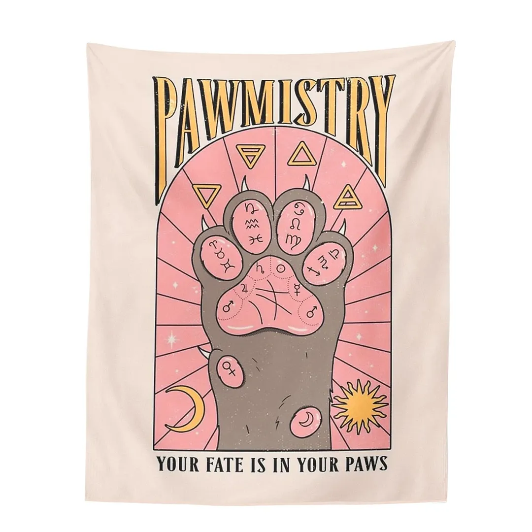 Tarot Cat Paws Tapestry Witchcraft Bohemian Style Tarot Tapestry Decoration Home Decoration Hippie Mattress Girls Dorm Room