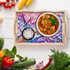(US Local)Wooden Peach Blossom Peacock 5D DIY Diamond Painting Tray Art Craft with Handle