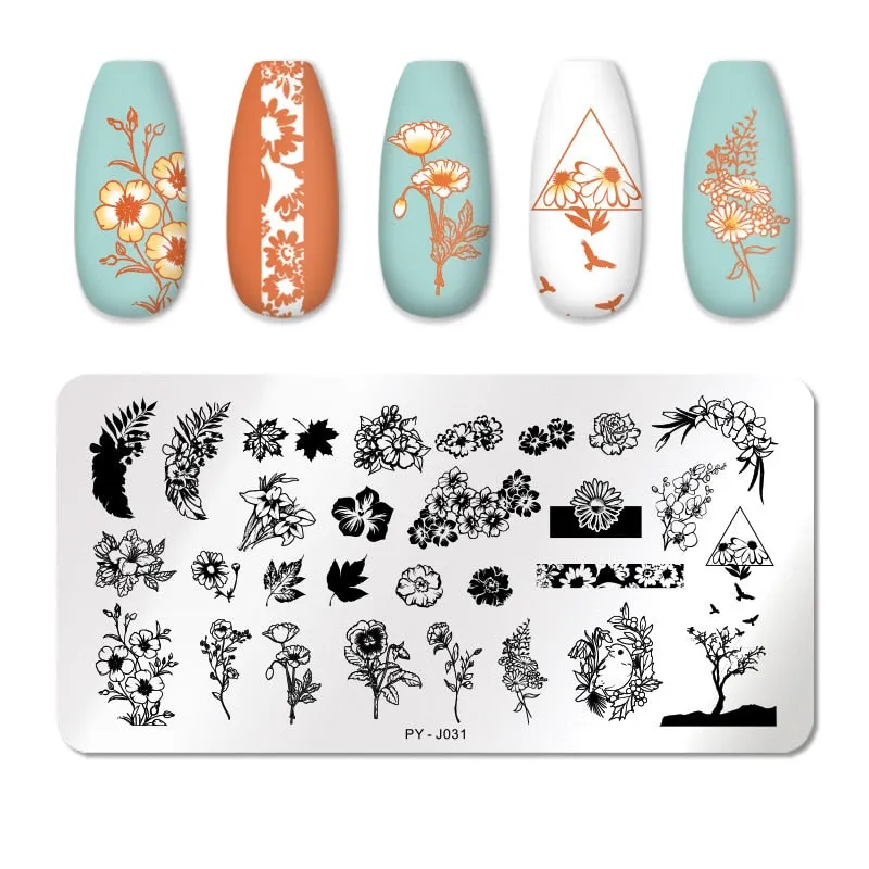 PICT YOU Nail Stamping Plates Marble Texture Animal Flower Snake Christmas Theme Image 12*6cm Template Mold Nail Art Stencil-Nail Inspo