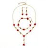 Ensemble de bijoux &eacute;l&eacute;gant avec collier et boucles d'oreilles en forme de fleur de rose