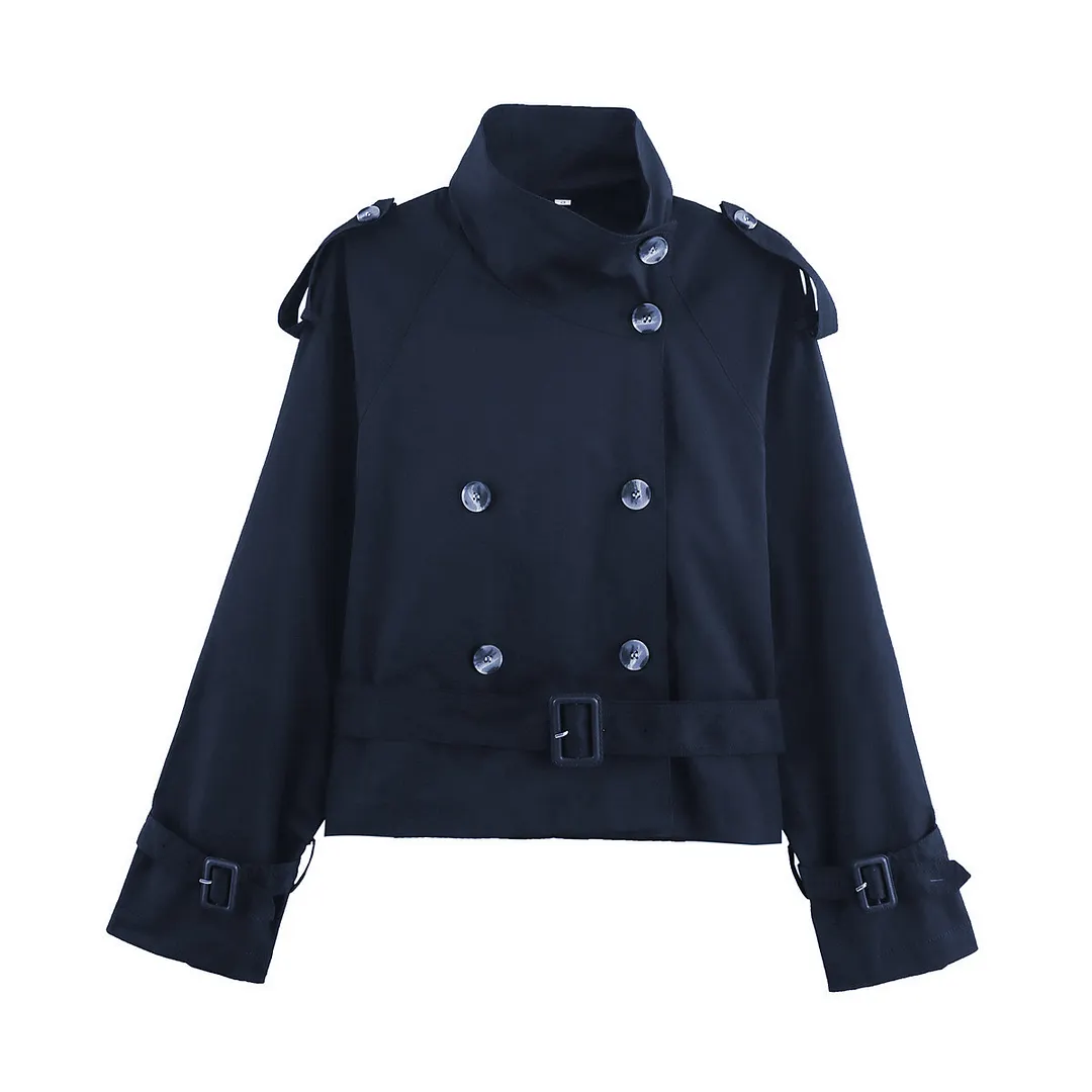 Nigikala Nigikala Women's Clothing 2025 Spring And Autumn Collar With Belt Buckle Dress Short Wind Coat Women A15022