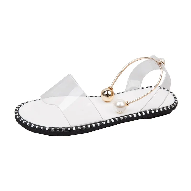 New Brand women sandals Transparent sexy PVC flats women shoes 2021 summer Designer Pointed cozy sandalias slippers femme dress